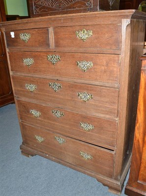 Lot 606 - A George III oak and pine six drawer chest