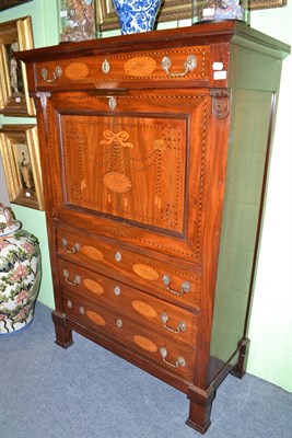 Lot 649 - A late 19th century mahogany and marquetry inlaid scriptor