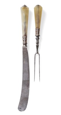 Lot 240 - An Agate-Handled Table Knife and Dessert Fork, probably Dutch, circa 1730, the handles of...