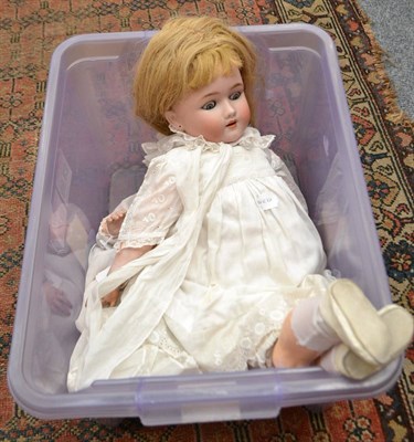 Lot 765 - Kammer & Reinhardt bisque socket head doll impressed '126' with side glancing blue eyes, open...