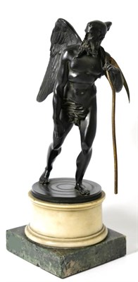 Lot 247 - A Bronze Figure of Chronos, probably French or German, circa 1800, the winged figure standing...