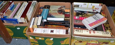 Lot 789 - Five boxes of books comprising: Pageantry and Regalia; Interests (Antiques, Beer & Wine,...