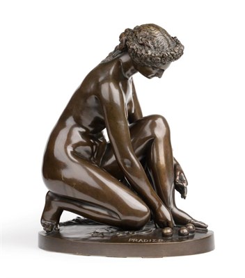 Lot 251 - Jean Jacques Pradier (Swiss, 1790-1852): La Toilette d'Atalante, a bronze figure of a girl kneeling