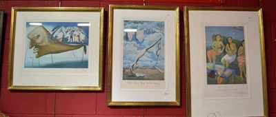 Lot 807 - Sally Swan?, three colour prints and two further limited edition prints signed Ratalia (5)