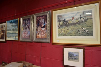 Lot 820 - David Newbould, farm buildings, pastel, together with a collection of prints and paintings