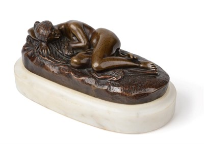 Lot 257 - Jean Jacques Pradier (Swiss, 1790-1852): Femme Couchée, Recoquevillêe, a bronze figure of a...