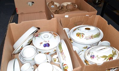 Lot 849 - Three boxes including Denby brown glazed dinner set and two boxes of Royal Worcester Evesham...