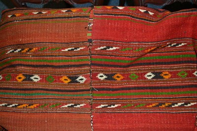 Lot 868 - A Hazara kilim, central Afghanistan, the field with wide and narrow polychrome bands of...