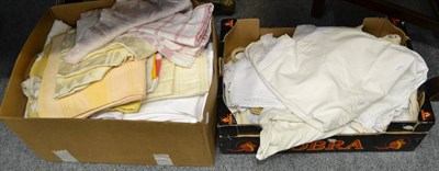 Lot 875 - Four boxes of assorted white linen and textiles