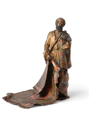 Lot 261 - A Bergmann Cold Painted Bronze Figure of a Carpet Seller, early 20th century, the standing...