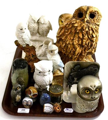 Lot 26 - * A collection of owls including a parian figure entitled 'Match Making'