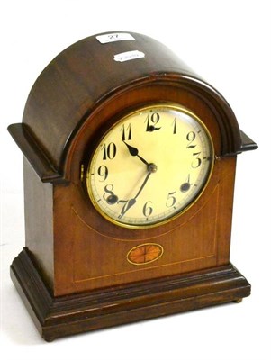 Lot 27 - * A mahogany mantel clock with inlaid decoration