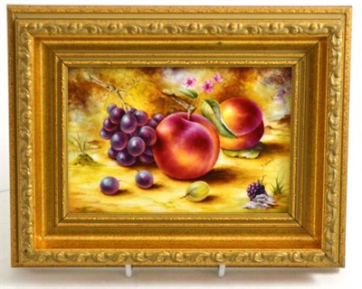 Lot 35 - * A Royal Worcester fruit painted framed plaque, painted by S Wood