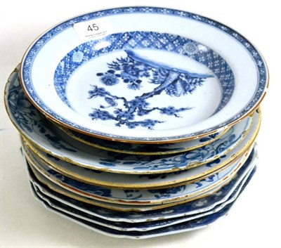 Lot 45 - Eleven 18th century Chinese and tin glazed earthenware plates (damages)