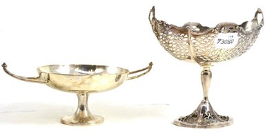 Lot 58 - * A silver pierced footed bowl and a silver twin handled bonbon dish