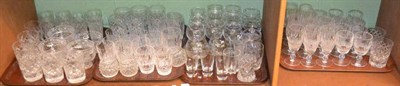 Lot 79 - A quantity of cut glass and crystal (on three shelves)