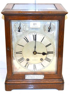 Lot 81 - A quarter striking mantel clock
