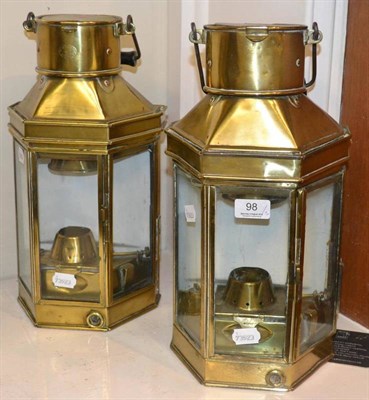 Lot 98 - A pair of brass wall lamps, stamped Alderson & Gyde Ltd, Birmingham 1940