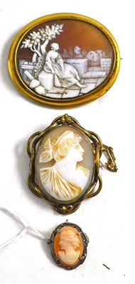 Lot 106 - Three cameo brooches