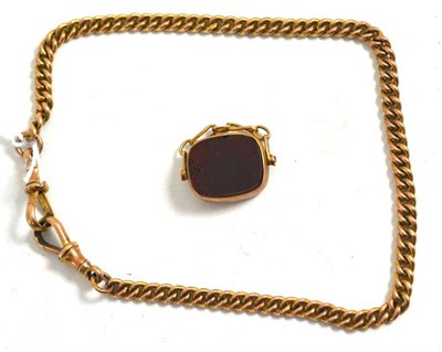 Lot 111 - A 9ct gold curb link watch chain and a seal fob (a.f.)