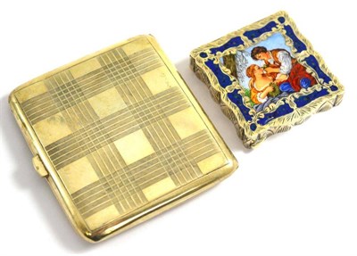 Lot 118 - Italian silver and enamel compact and a silver cigarette case