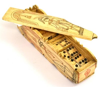 Lot 134 - * Carved bone prisoner of war dominoes