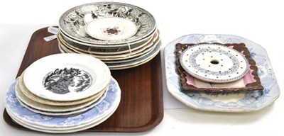 Lot 143 - * A quantity of decorative plates including Sunderland Lustre plaque 'Flying Cloud Boston',...