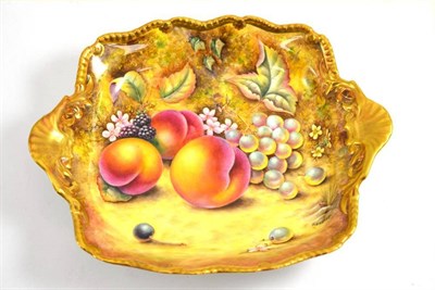 Lot 148 - * A Royal Worcester fruit painted dish of square form painted by P English (with box)