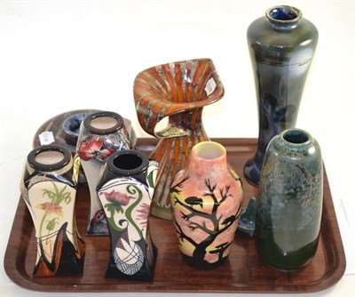 Lot 160 - Five pieces of Black Ryden pottery, Baltic Amber R70/7 jug, Crescendo vase, Black Ryden...