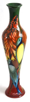 Lot 168 - A modern Moorcroft Cape Sunbirds pattern 138/12 vase, designed by Philip Gibson, numbered...