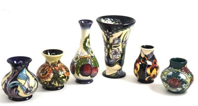 Lot 170 - Six modern Moorcroft vases, Moroccans Myths (Kerry Goodwin M1/6, 10cm) Medora (Kerry Goodwin...