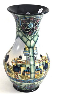 Lot 193 - A modern Moorcroft Halaka pattern 49/13 vase, designed by Beverley Wilkes, numbered 4/100,...