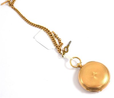 Lot 209 - A 9ct gold pocket watch and a 9ct gold albert chain (2)