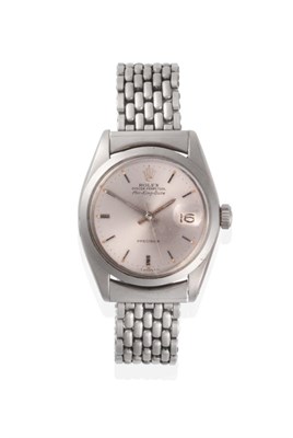 Lot 294 - A Stainless Steel Automatic Calendar Centre Seconds Wristwatch, signed Rolex Oyster Perpetual,...