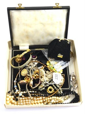 Lot 230 - Cased silver coffee bean spoons, wristwatches, costume and other jewellery etc