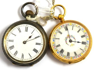 Lot 236 - Two lady's fob watches, cases stamped 18k and 935