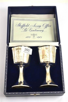 Lot 260 - Pair of Sheffield Assay Office bi-centenary silver goblets (cased)