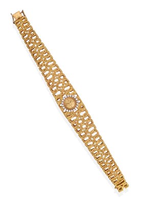 Lot 300 - A Lady's 18ct Gold Diamond Set Wristwatch, signed Omega, circa 1970, lever movement, gold...