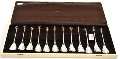 Lot 262 - A set of twelve Aurum Olympic commemorative silver spoons, cased