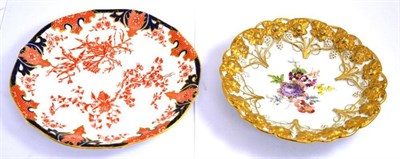 Lot 267 - A Meissen gilt decorated cabinet plate and a Royal Crown Derby Imari decorated plate