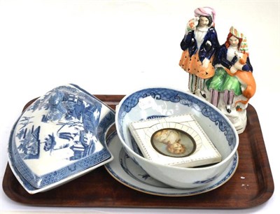 Lot 272 - Piano key miniature, Staffordshire group, Chinese plate, Chinese dish, etc