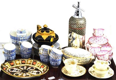 Lot 293 - A Royal Crown Derby bowl, soda bottle, Rockingham cup and saucer and part tea sets