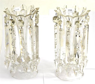 Lot 299 - # A pair of clear cut glass table lustres