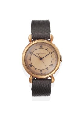 Lot 306 - A 9ct Gold Centre Seconds Wristwatch, signed Jaeger LeCoultre, 1950, (calibre 470) lever...