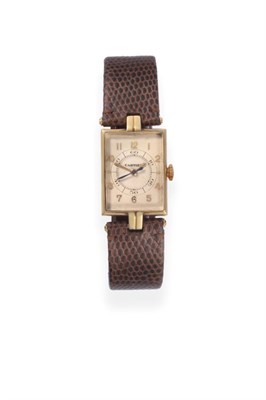 Lot 308 - A Rare Art Deco 14ct Gold Centre Seconds Wristwatch, signed Cartier, circa 1935, lever movement...