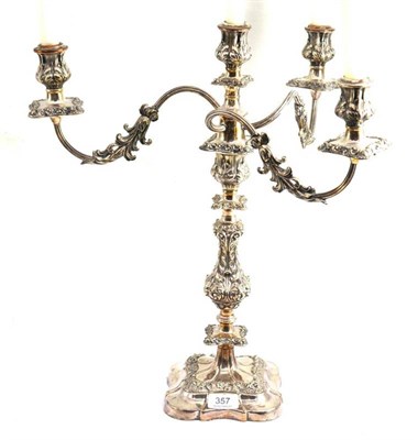 Lot 357 - # Silver plated three branch candelabrum