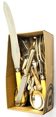 Lot 371 - * Two cases of silver handled knives, six silver dessert forks twelve silver teaspoons and a...