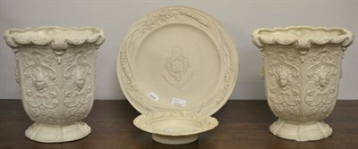 Lot 380 - * A pair of Copeland parian urns and two Copeland parian dishes