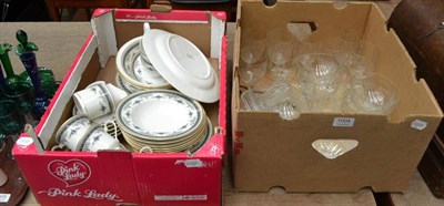 Lot 1004 - Minton Gladstone pattern part tea and dinner set and a box of etched drinking glasses and...