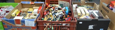 Lot 1008 - Boxed and unboxed diecast toys, Britains lead and plastic toys, train toys and dolls (in five...